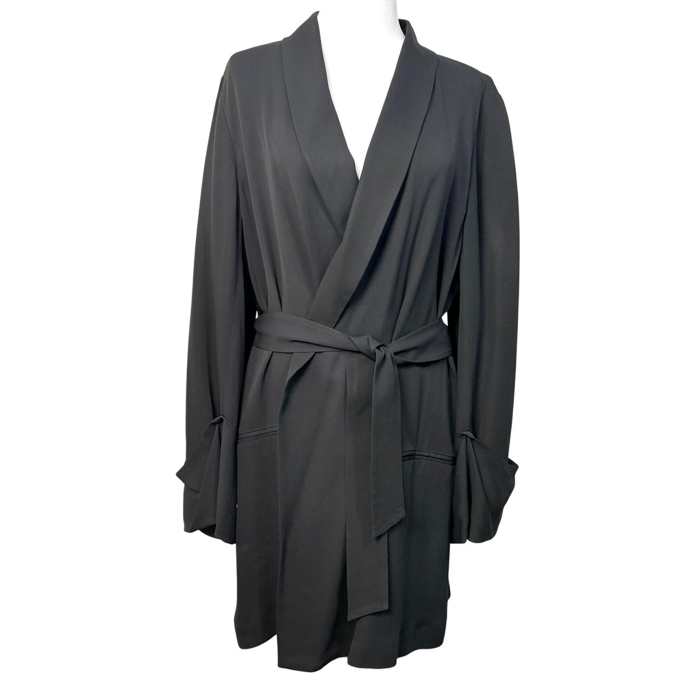 Ann Demeulemeester Black Silk Belted Wrap Jacket Blazer Blouse Size 40 IT